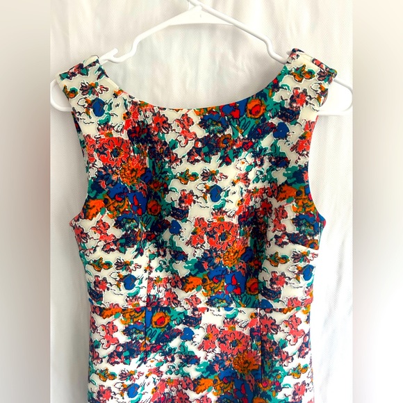 Plenty By Tracey Reese Adelyn Ginger Scuba Blue Orange Floral Dress Petite 4 - Picture 3 of 7